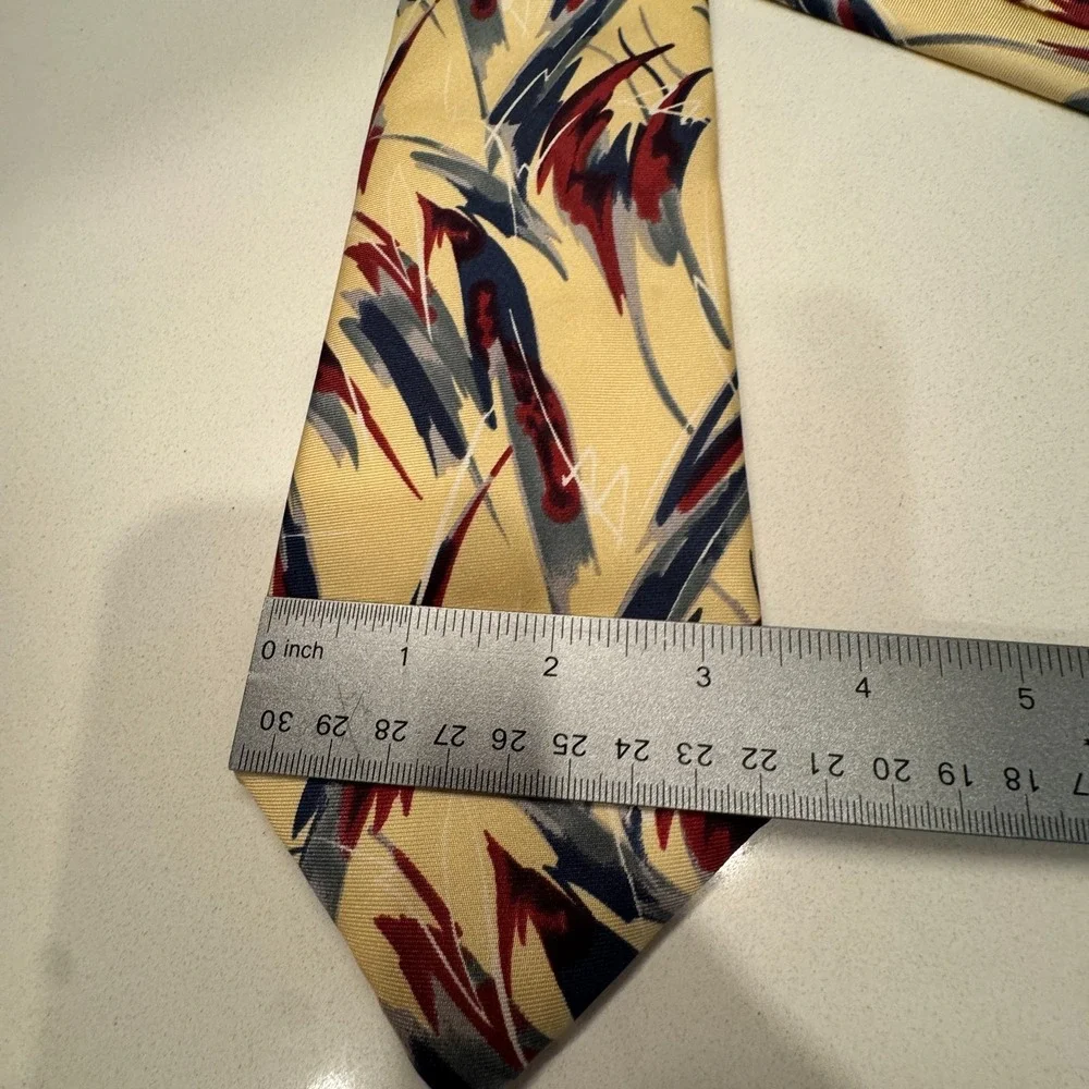 Vintage Lands End Tie Floral Abstract 100% Silk USA Made Hand Sewn Old Money‎